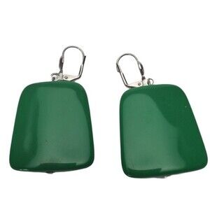 Green Plastic 70's  style dangle  Earring 2" long